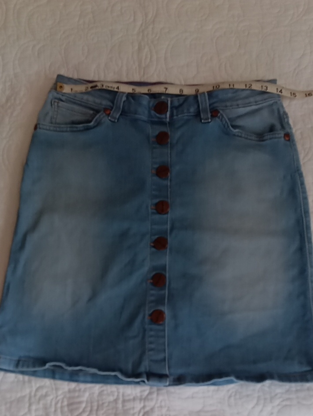 Wrangler Light Blue Button-Front Denim Midi Skirt